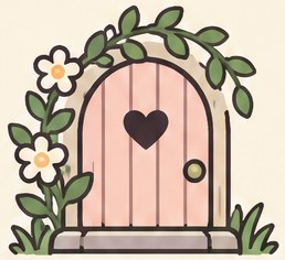 A pink door with a heart